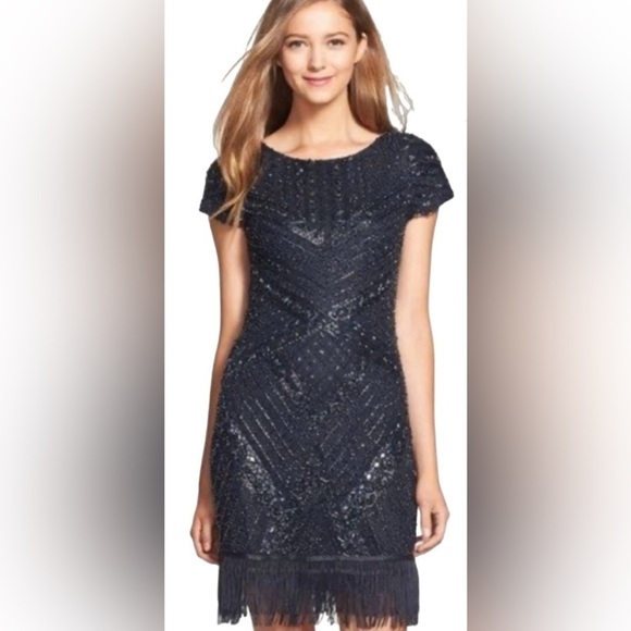Aidan Mattox Navy Sequins Dress - Picture 1 of 6